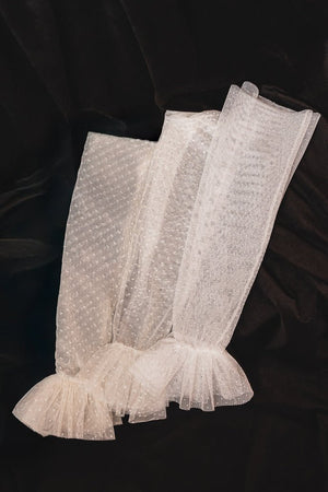 Farbvergleich von Brauthandschuhe mit Polka Dots Modell MALIE in weiß, ivory und ecru